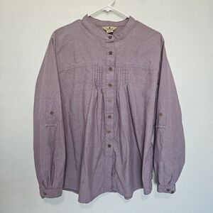 Woolrich | Cotton Button Down Pleated Long Sleeve Top, Womens XL
